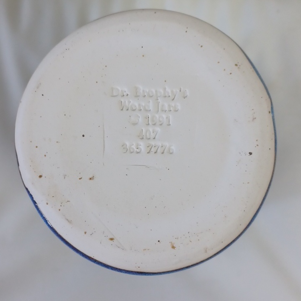 VINTAGE 1991 Dr. Brophy's Pottery Word Jar with Cork Lid - WISHES - Picture 12 of 13